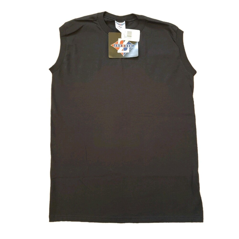 NWT Vintage 90s Jerzees Plain Sz Small Mens 100% Cotton Black Blank Tank Top